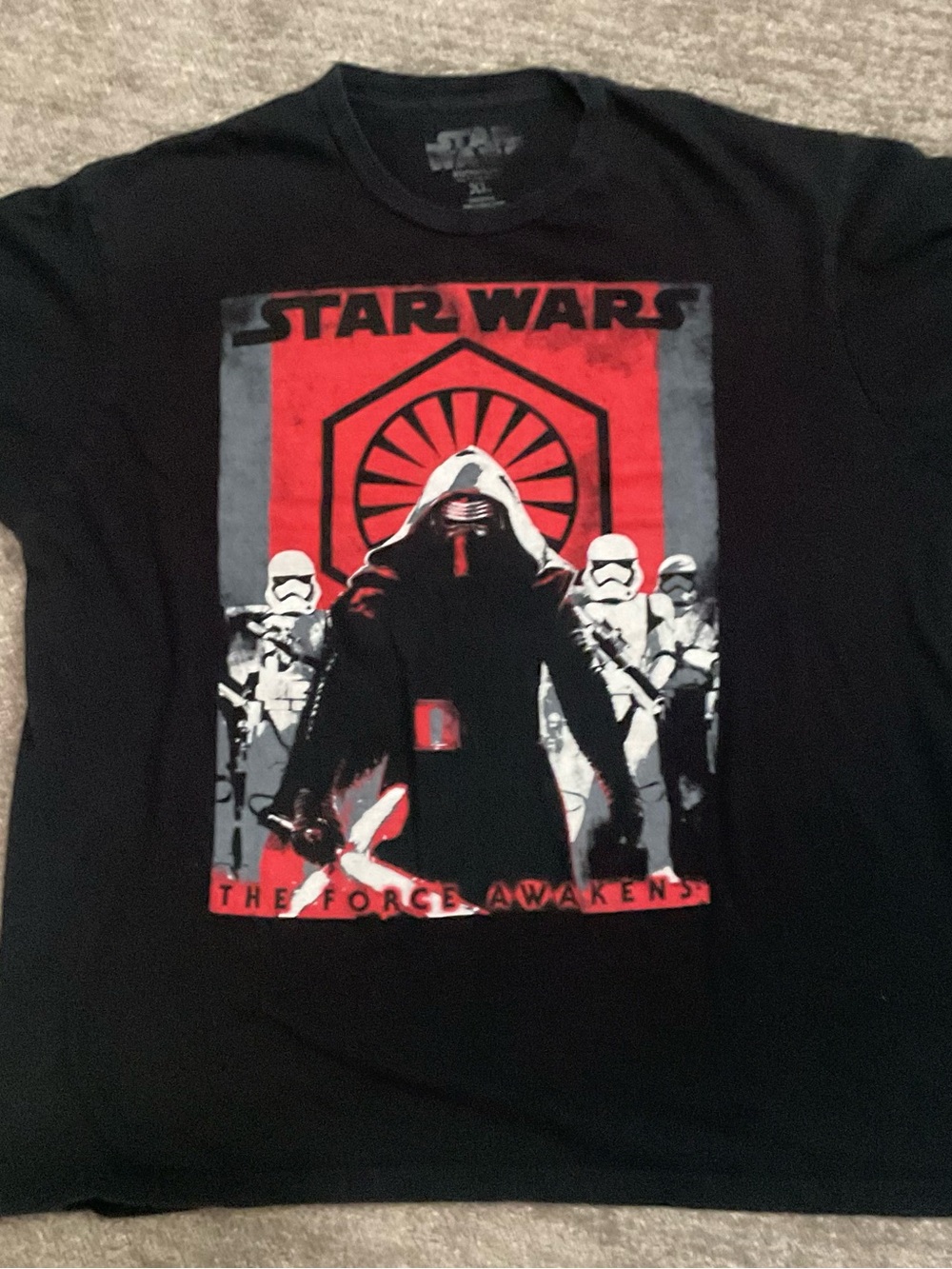 Star Wars Black Graphic Tee with Red and Gray Kylo Ren Design